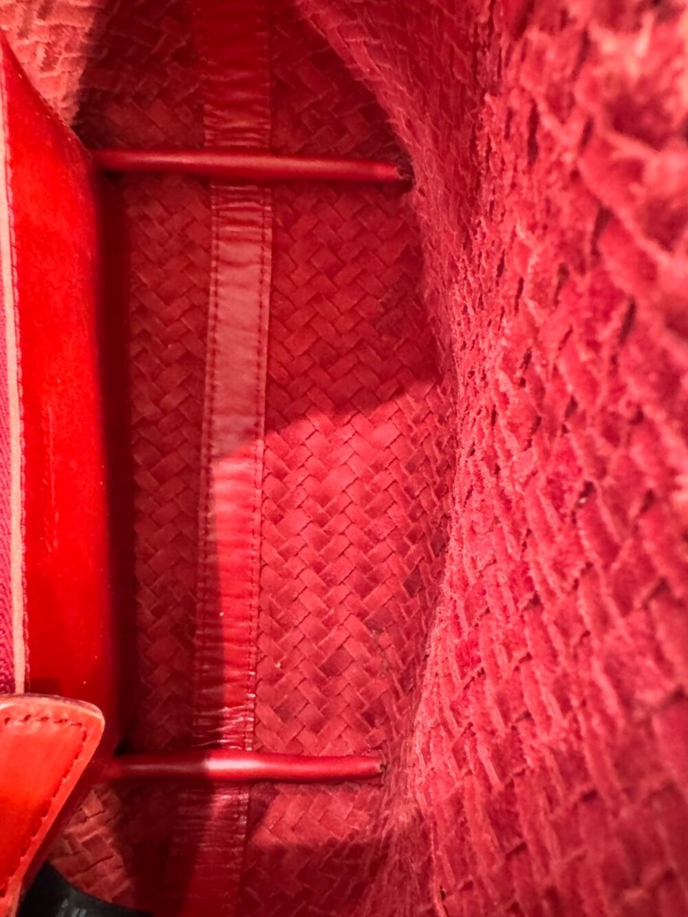 Madewell Leather Handwoven Mini Tote Bag in Festival Red - Picture 3 of 4